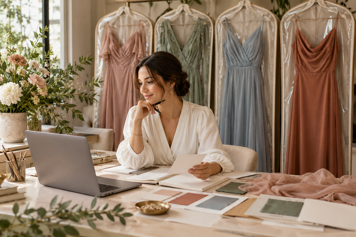 AI-generated editorial illustration for How to Coordinate Bridesmaid Orders Across Different Locations