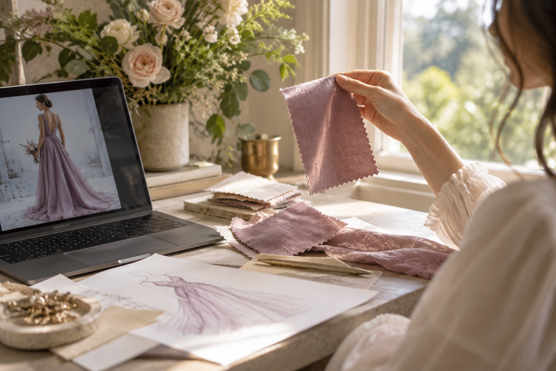 AI-generated editorial illustration for Dress Color Online: Screens, Swatches and a Clear Color Brief